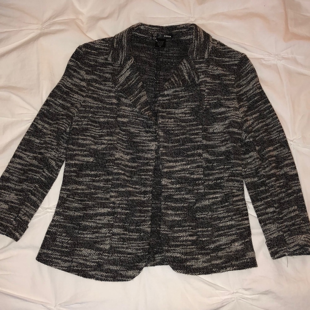 Aqua White and Black Heathered Blazer
